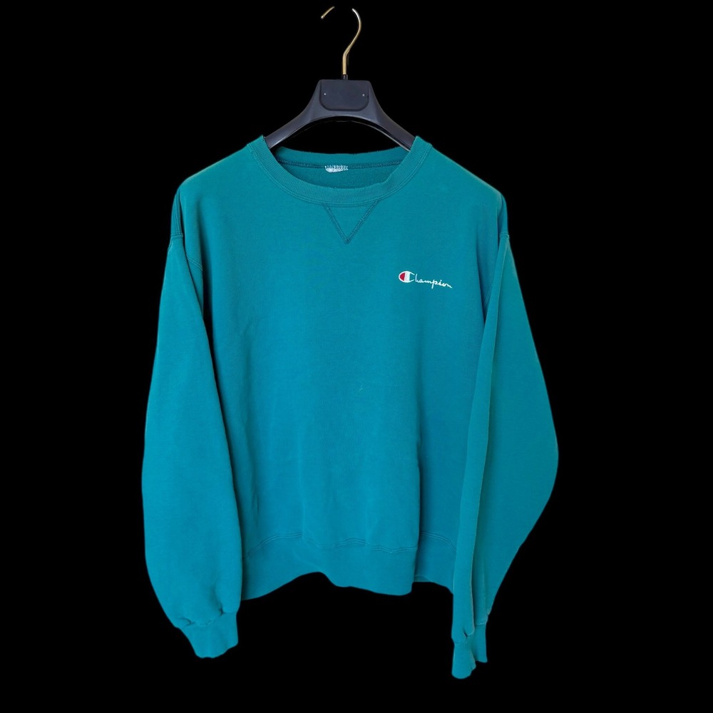 Vintage 80's Champion Teal Green Crewneck Sweatshirt Distressed